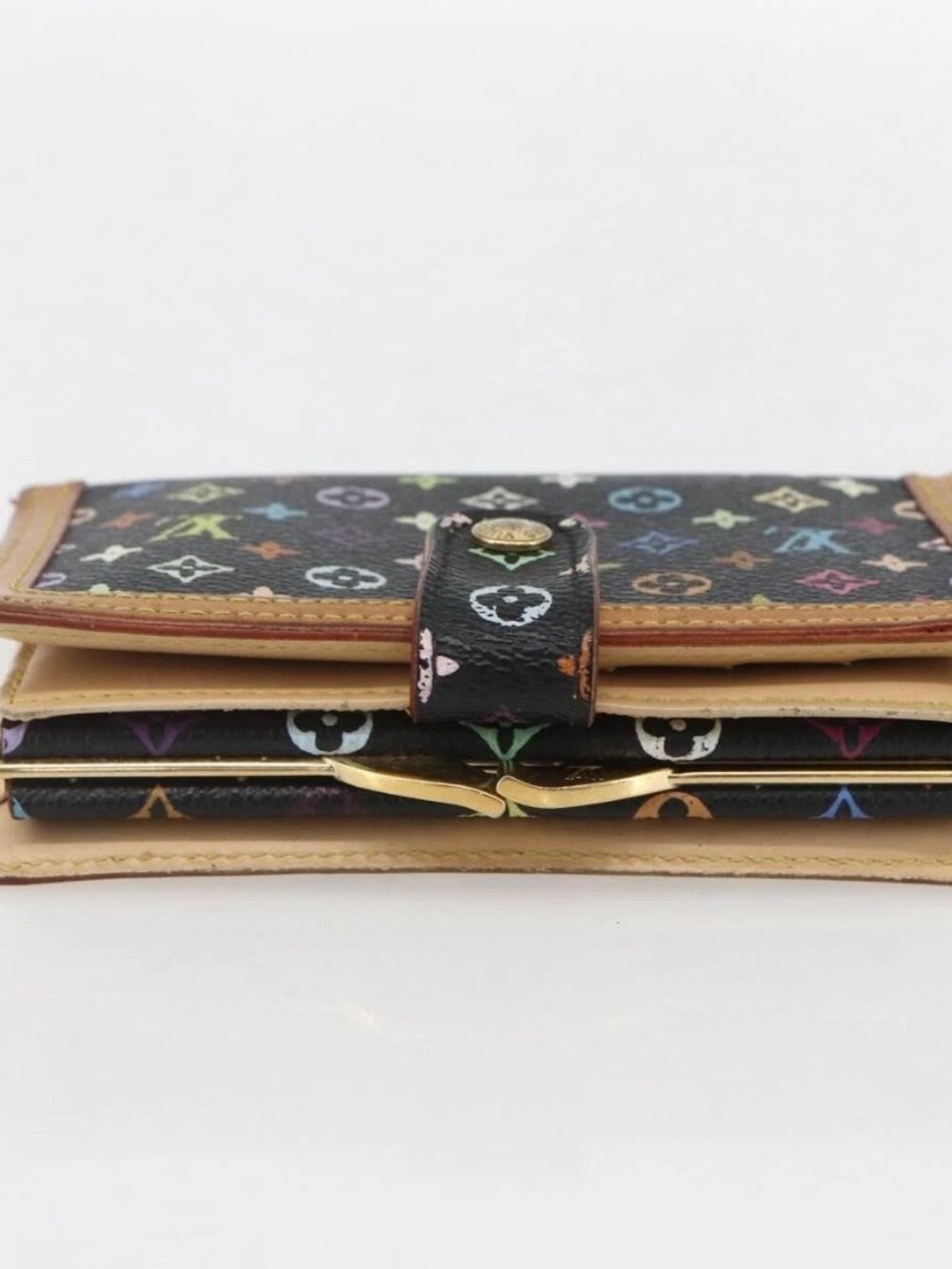 LOUIS VUITTON Multicolor Portefeuille Viennois Wallet Black M92988 Auth am10211 - Picture 7 of 16